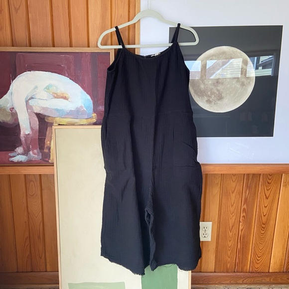 Eileen fisher gauze black organic cotton muslin sleeveless midi jumpsuit - Picture 4 of 9